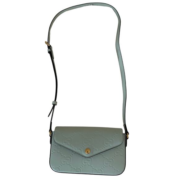 NWOT Authentic Gucci Green Calfskin Leather GG Super Mini crossbody purse  $1500 - Picture 2 of 16